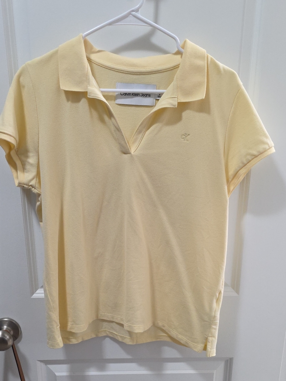 Calvin Klein Jeans Pale Yellow Short Sleeve Polo Top